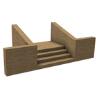 Escalera recta en el portal de la comunidad con fachada lateral