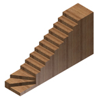 Escalera con rellano inferior en hélice y tramo recto