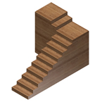 Escalera con tramo recto, curva de 90º y tramo rectoe