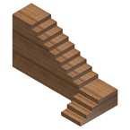 Escalera con tramo recto reducido, curva de 90º y tramo recto