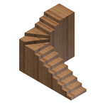 Escalera con rellano inferior en hélice y tramo recto