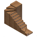 Escalera con rellano inferior en hélice, tramo recto y otro rellano en hélice