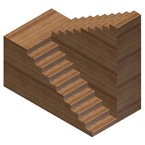 Escalera con tramo recto, una curva a 180º y otro tramo recto